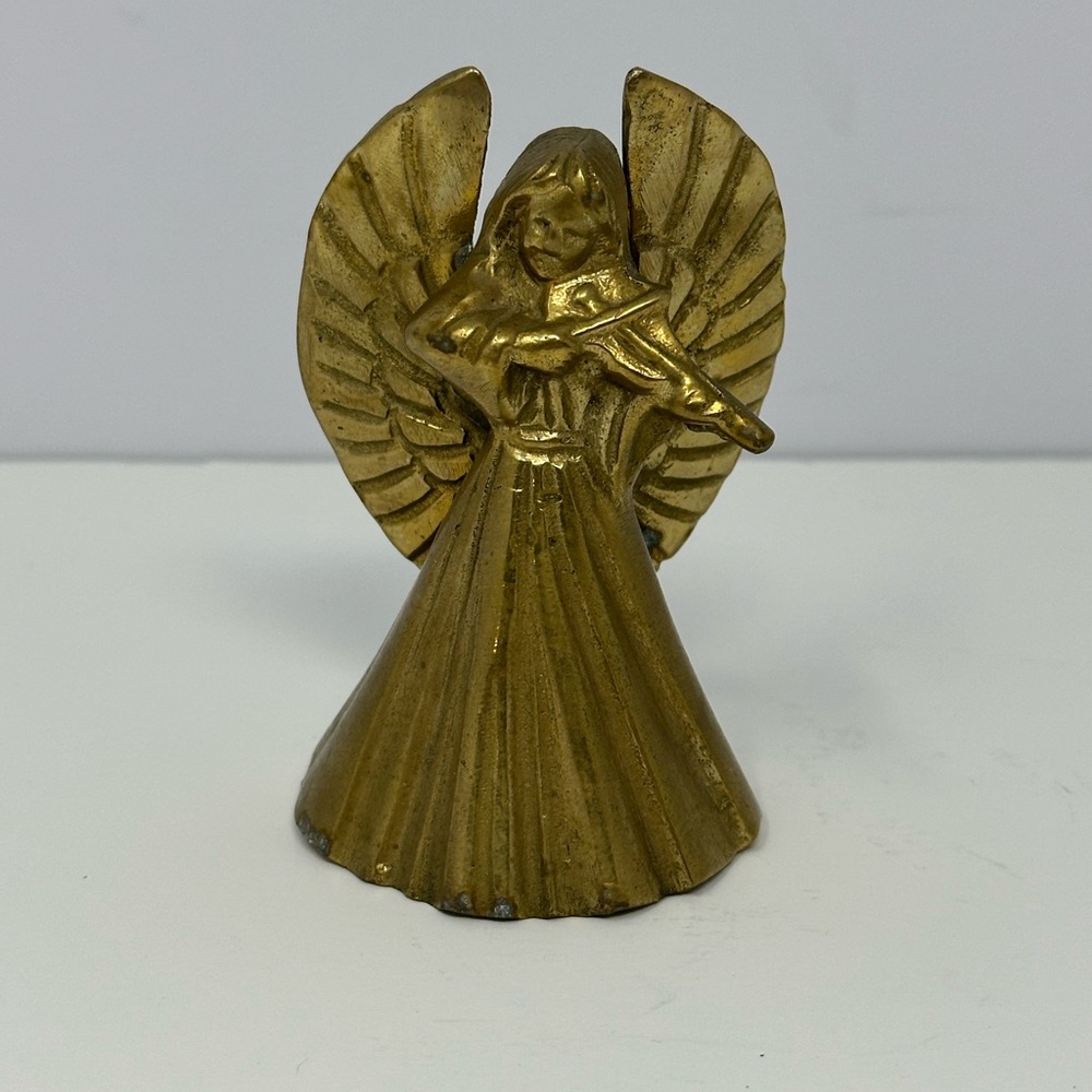 Vintage 3.5” IHI Solid Brass Angel Bell D3 Christmas